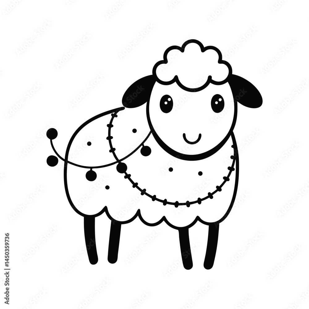 Obraz premium line art vector of a sheep