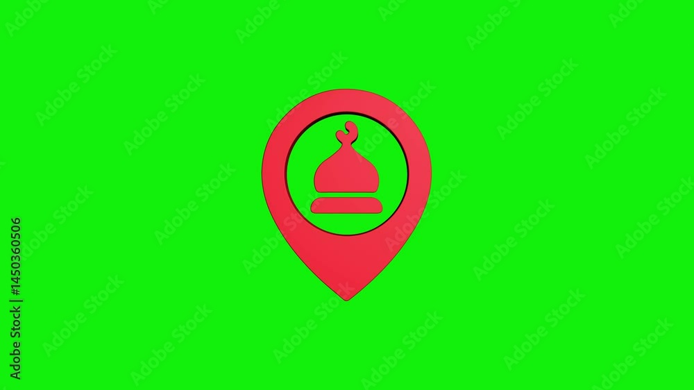 mosque location 3d pin animation of red spinning in Green, blue, black & white background. rotating on 4k graphic pins gps pointer map mosque location 3d pin animation of red spinning in Green, blue, black & white background. rotating on 4k graphic pins gps pointer map