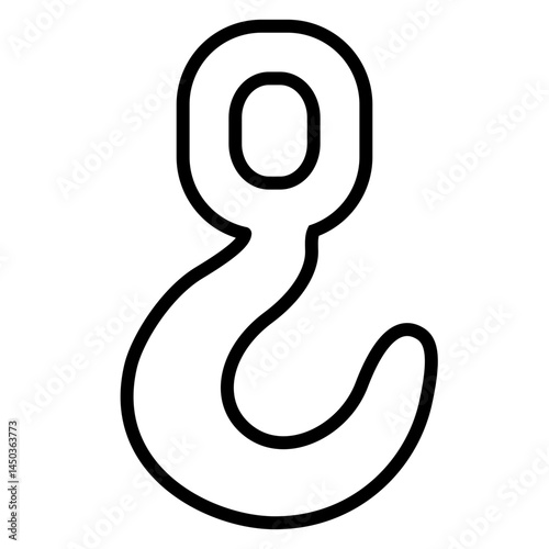 Simple Black and White Outline Illustration of a Lifting Hook