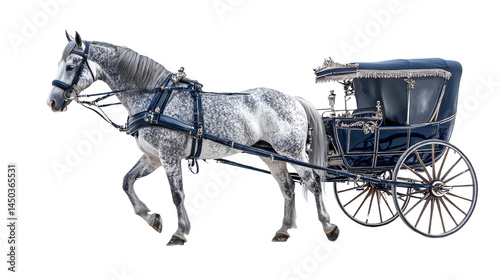 Elegant vintage horse-drawn carriage with intricate details isolated on transparent backdrop