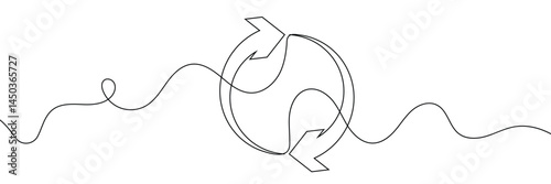 Continuous one line drawing of arrow pointing left and right. Black thin line of two directions arrow icon isolated on white background. EPS vector illustration for banner, template, web, app, poster.