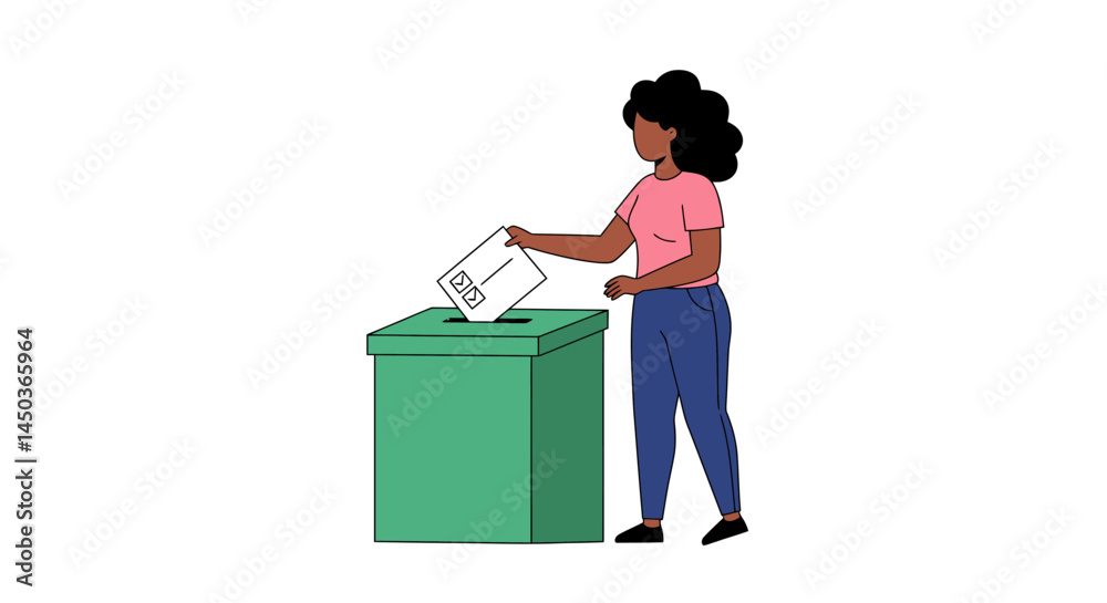 Ballot Entering Green Ballot Box Simple Election Illustration Ballot Entering Green Ballot Box Simple Election Illustration