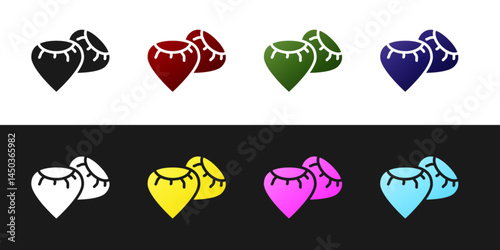 Set Seeds of a specific plant icon isolated on black and white background. Vector