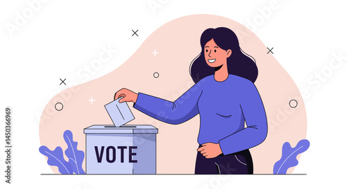 Voting Illustration Hand Casting Ballot into Vote Box Civic Duty