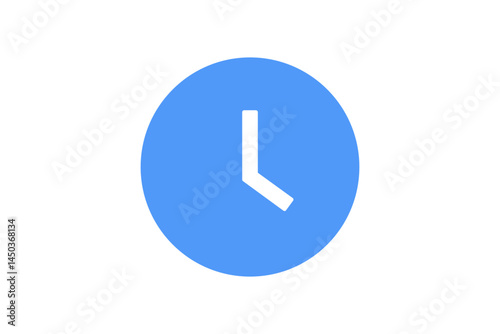 Vector icon of blue clock with white hands set at 10:10, representing time management, scheduling, and punctuality. UI/UX interfaces, productivity apps, business presentations, and digital content.