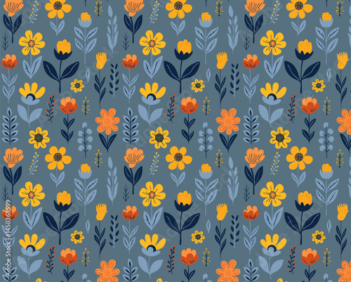 Wallpaper Mural Garden flower, plants, botanical, seamless pattern vector design for fashion,fabric,wallpaper. Small colorful flowers. Torontodigital.ca