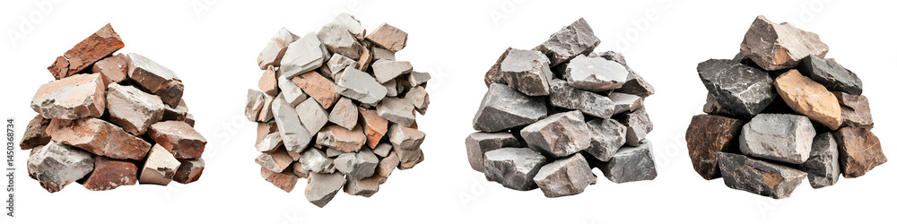 Piles of various stones and rocks in different textures and colors. Piles of various stones and rocks in different textures and colors.