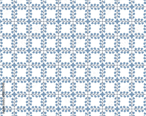 Ceramic tile pattern, Seamless porcelain decor, Chinaware background, Blue and white floral backdrop for design floor, wall, texture, fabric, paper, tiled, vector illustration, Modern indigo wallpaper