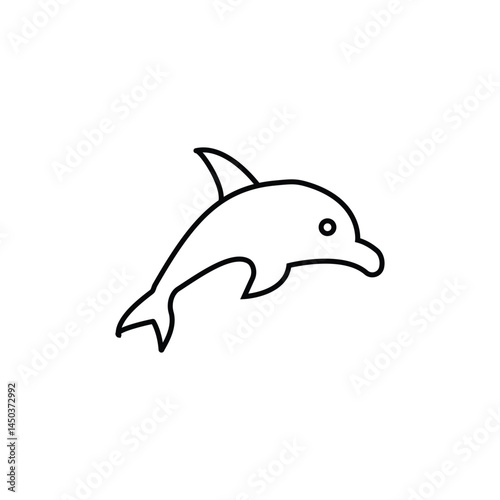 Dolphin jumping line editable pixel perfect icon isolated on white background.