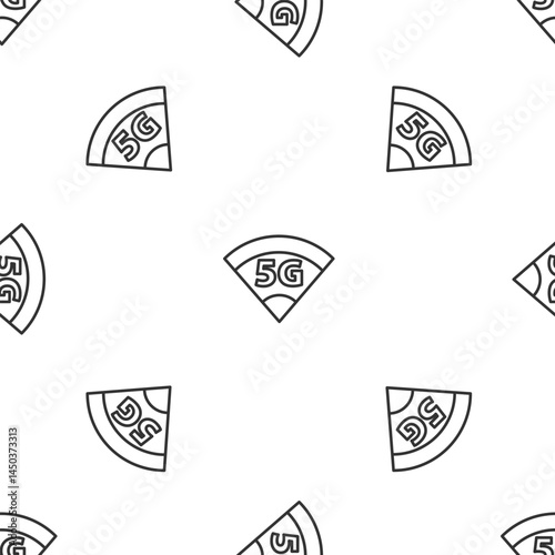 Grey line 5G new wireless internet wifi connection icon isolated seamless pattern on white background. Global network high speed connection data rate technology. Vector