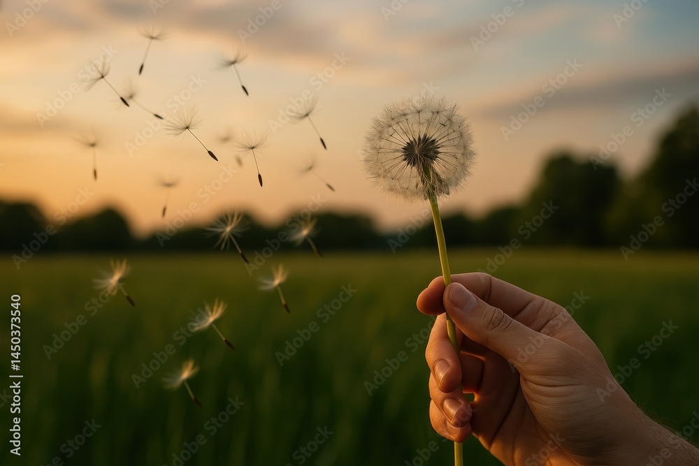 Fototapeta premium Serene dandelion seeds dispersing