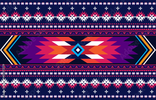 Navajo tribal vector seamless pattern. Native American ornament.
Ethnic South Western decor style. Boho geometric ornament. blanket, 
rug. Woven carpet