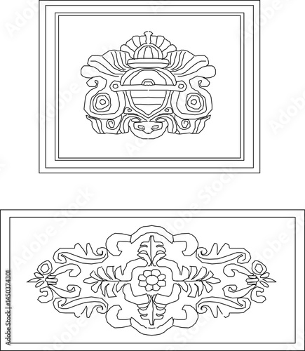 sketch vector illustration silhouette design decorative ornament floral decoration classic vintage 