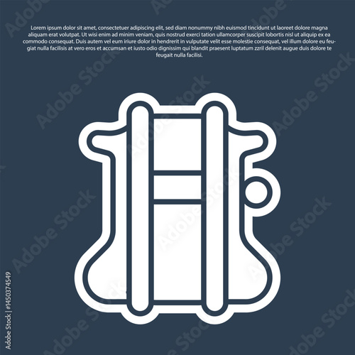 Blue line Parachute icon isolated on blue background. Vector