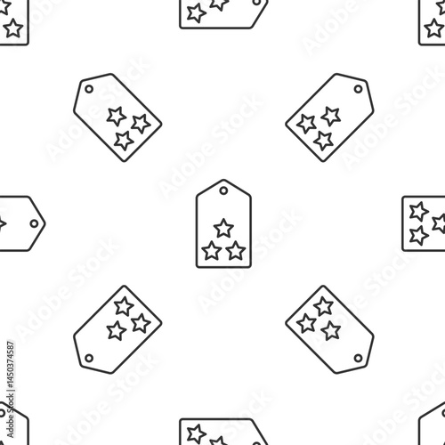 Grey line Military rank icon isolated seamless pattern on white background. Military badge sign. Vector