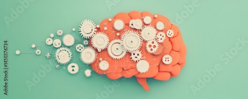 Modern 3D Logo of Intelligent Strategy Featuring a Brain with Gears or Network Diagram in Dark Orange and White Colors