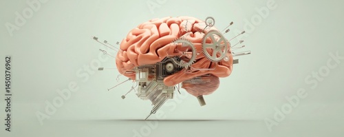 Modern 3D Logo of Intelligent Strategy Featuring a Brain with Gears or Network Diagram in Dark Orange and White Colors