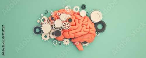 Modern 3D Logo of Intelligent Strategy Featuring a Brain with Gears or Network Diagram in Dark Orange and White Colors