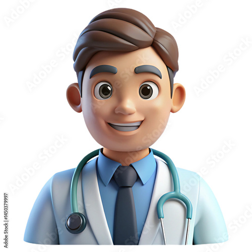 3d smiling doctor with stethoscope