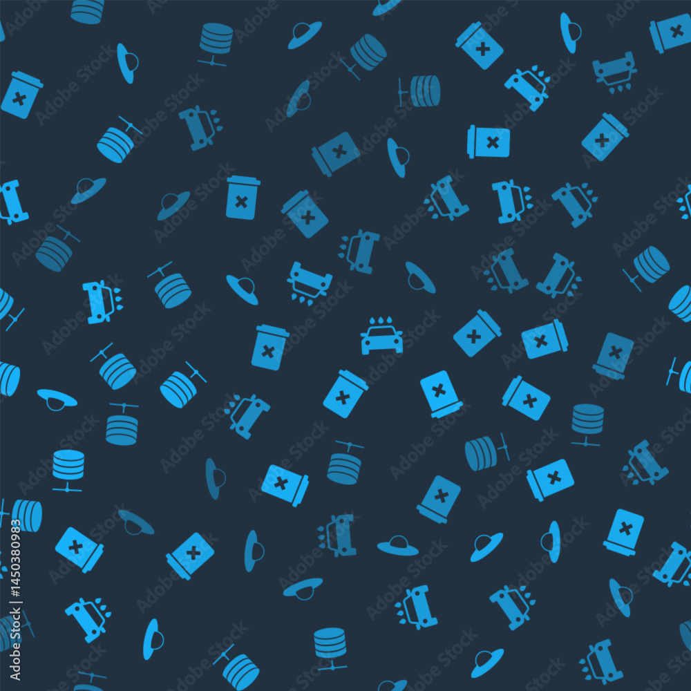 Set UFO flying spaceship, Trash can, Car wash and Server, Data, Web Hosting on seamless pattern. Vector Set UFO flying spaceship, Trash can, Car wash and Server, Data, Web Hosting on seamless pattern. Vector