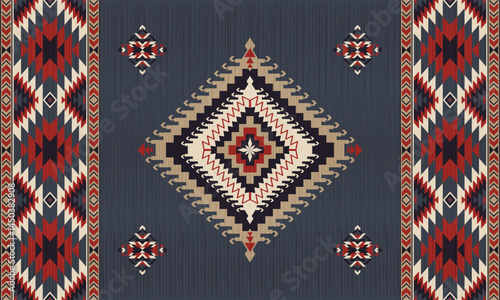 American tribal ethnic native pattern.Traditional Navajo,Aztec,Apache,Southwest and Mexican style fabric pattern.Abstract vector motifs pattern.For fabric,clothing,blanket,carpet,woven,wrap,decoration