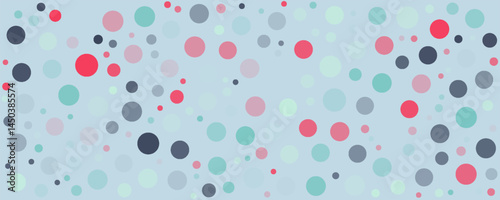 Colorful polka dots seamless pattern on bright 19 background. Impressive classic colorful polka dots textile pattern. Seamless scattered confetti fall chaotic decor. Abstract vector illustration.