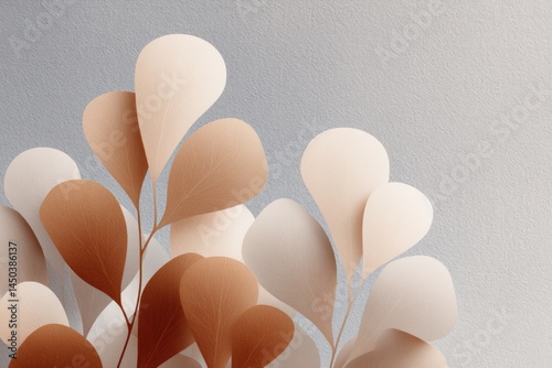 intricate abstract shapes against neutral backdrop floating in asymmetry