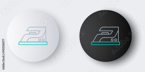 Line Electric iron icon isolated on grey background. Steam iron. Colorful outline concept. Vector