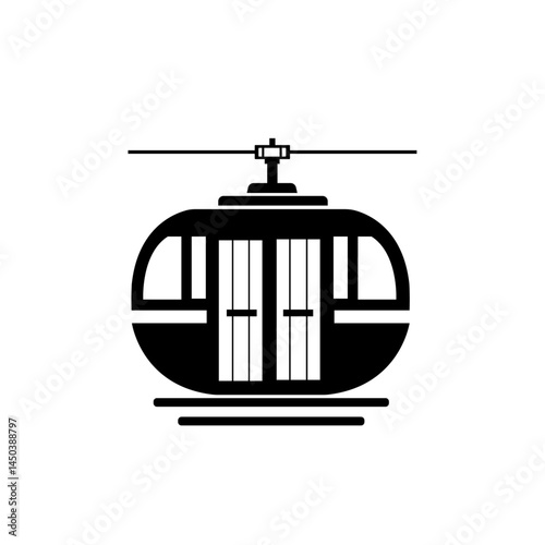 Cable car silhouette vector illustration. Cable car icon, Transportation line art icon. Cable car vector isolated in white background.