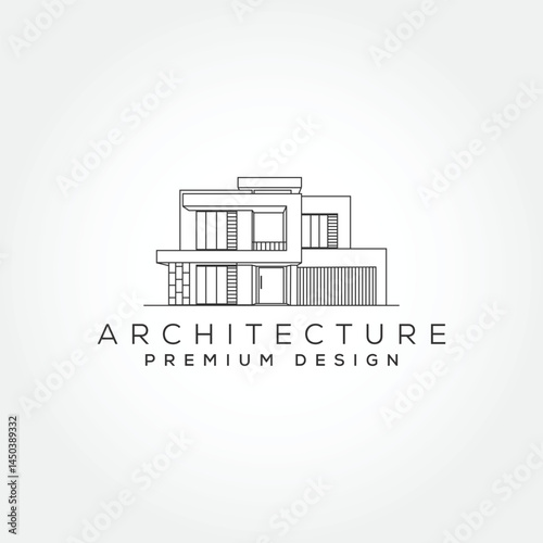 Architecture building logo vector illustration design construction contractor line art design logo