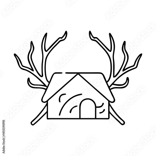 elk shed icon, elk shed line art - simple line art of elk shed, perfect for elk shed logos and icons