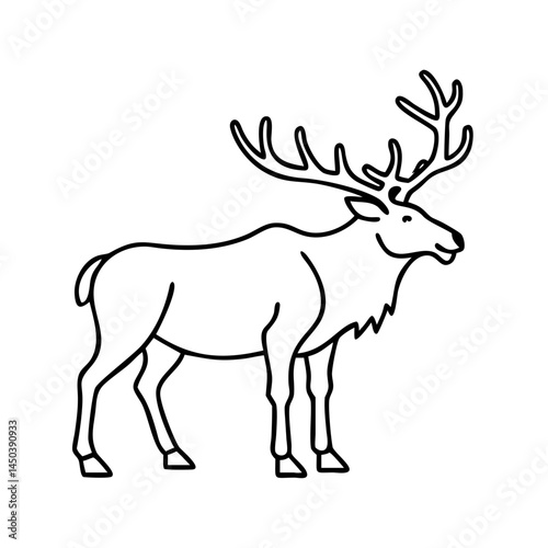 elk bugling icon, elk bugling line art - simple line art of elk bugling, perfect for elk bugling logos and icons