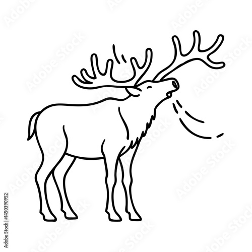 elk bugling icon, elk bugling line art - simple line art of elk bugling, perfect for elk bugling logos and icons