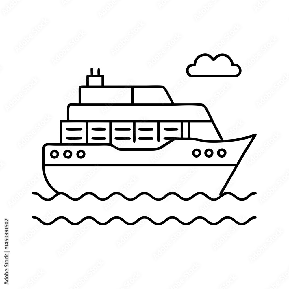 Obraz premium ferry boat icon, ferry boat line art - simple line art of ferry boat, perfect for ferry boat logos and icons