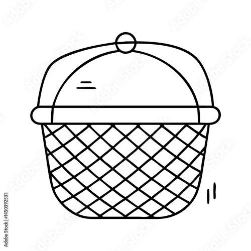 fishing creel basket icon, fishing creel basket line art - simple line art of fishing creel basket, perfect for fishing creel basket logos and icons