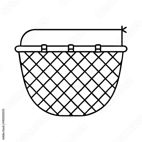 fishing creel basket icon, fishing creel basket line art - simple line art of fishing creel basket, perfect for fishing creel basket logos and icons