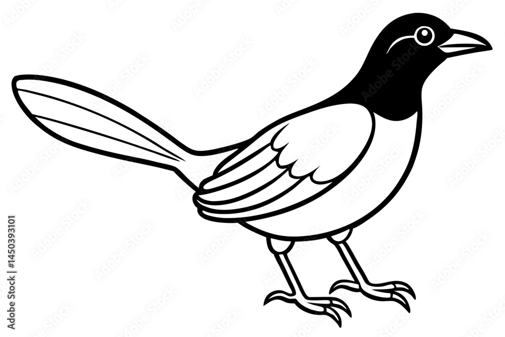 Naklejka premium Cute Bird Line Art Vector – Minimalist Bird Illustration, Logo Icon & Clip art on White Background