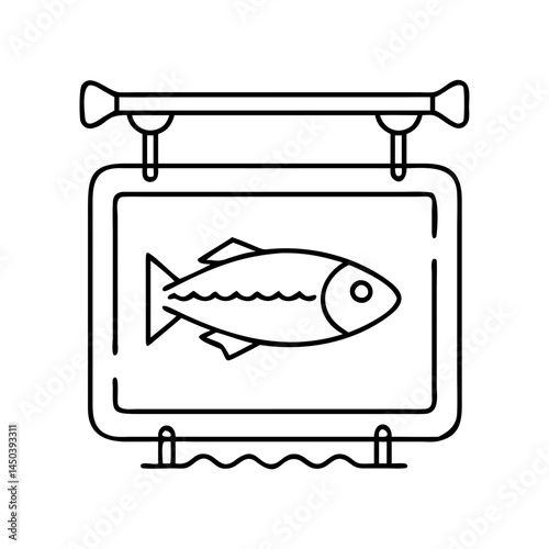 fishing tackle store sign icon, fishing tackle store sign line art - simple line art of fishing tackle store sign, perfect for fishing tackle store sign logos and icons