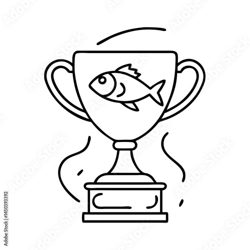 fishing tournament trophy icon, fishing tournament trophy line art - simple line art of fishing tournament trophy, perfect for fishing tournament trophy logos and icons