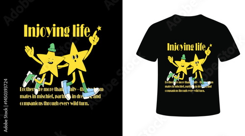 t shirt design  Enjoying Life. Futuristic illustration of vector  Enjoying Life t shirt design, vector graphic, typographic poster or t-shirts street wear and Urban style