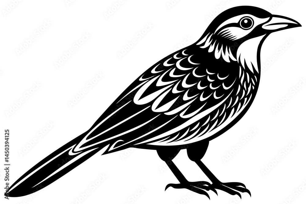 Fototapeta premium Cute Bird Line Art Vector – Minimalist Bird Illustration, Logo Icon & Clip art on White Background