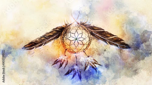 dream catcher, feathers and ornaments, indian spiri.