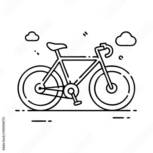gravel bike icon, gravel bike line art - simple line art of gravel bike, perfect for gravel bike logos and icons