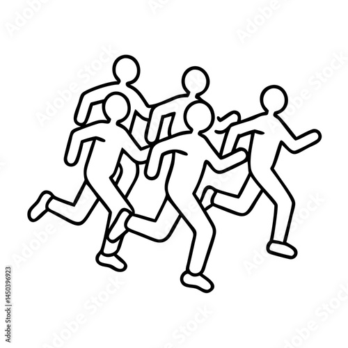 group jogging session icon, group jogging session line art - simple line art of group jogging session, perfect for group jogging session logos and icons