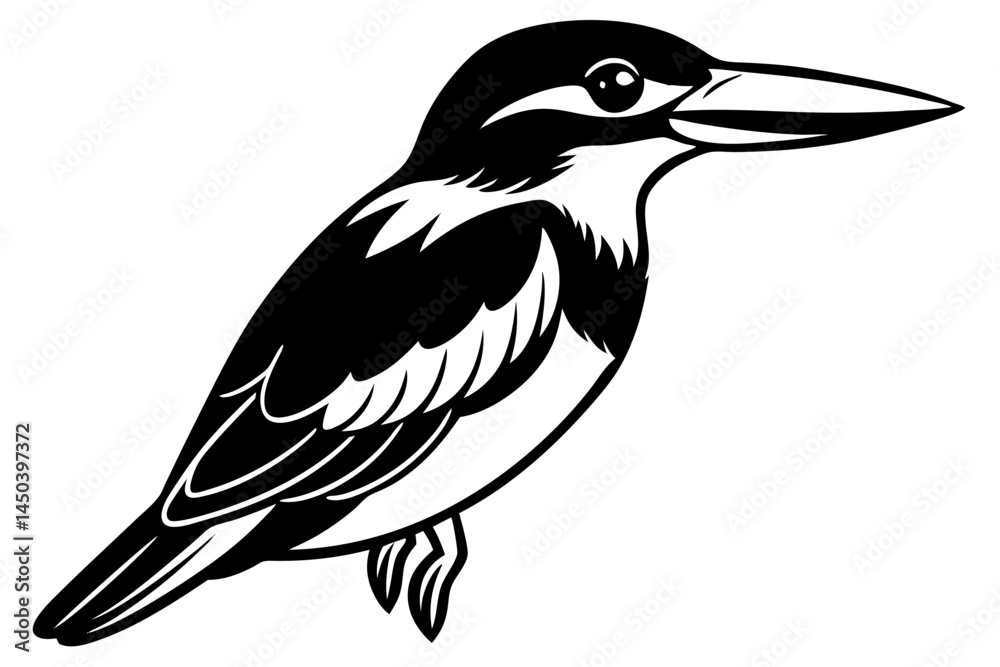 Obraz premium Cute Bird Line Art Vector – Minimalist Bird Illustration, Logo Icon & Clip art on White Background