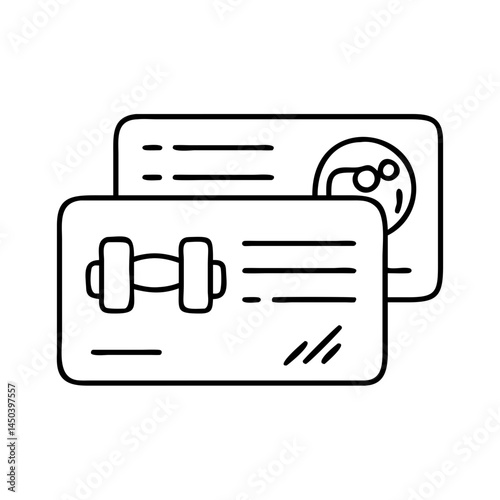 gym membership card icon, gym membership card line art - simple line art of gym membership card, perfect for gym membership card logos and icons