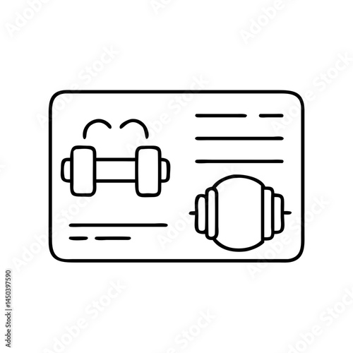 gym membership card icon, gym membership card line art - simple line art of gym membership card, perfect for gym membership card logos and icons