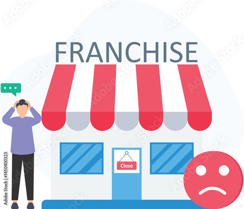  An entrepreneur facing frustration as their franchise business closes down, dealing with challenges such as financial loss, business failure, and the emotional toll of ending a business venture