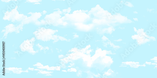 Blue sky with white cloud Vector cartoon nature background The clouds should have a painterly or watercolor effect