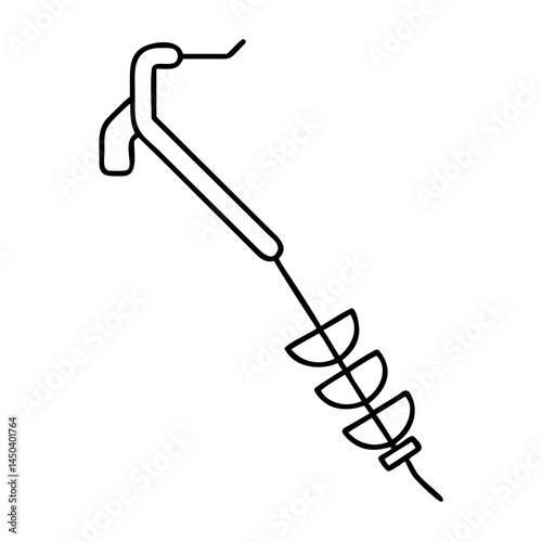 ice fishing auger icon, ice fishing auger line art - simple line art of ice fishing auger, perfect for ice fishing auger logos and icons